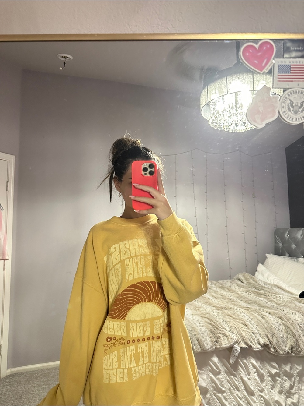 Billabong Mustard Yellow Graphic Pullover Sweater!